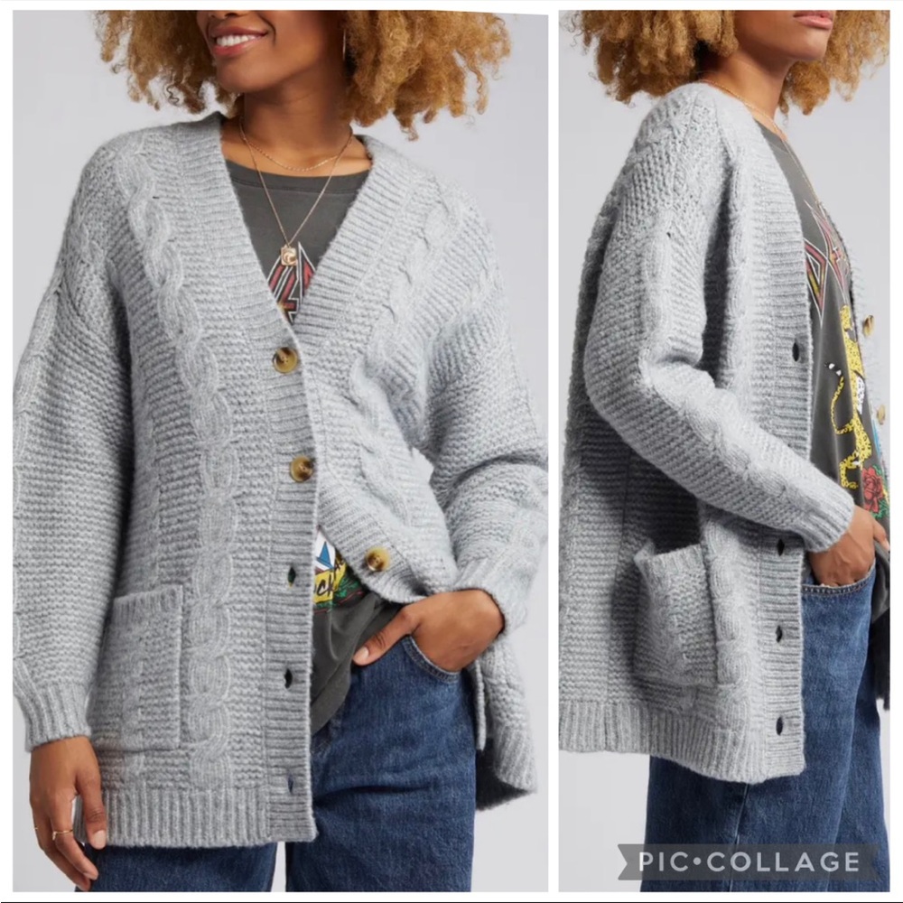 Nordstrom BP V Neck Chunky Knit Cardigan